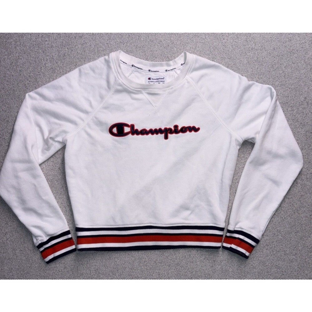Champion Women's Heritage Cropped Crewneck Sweatshirt White Women’s Small